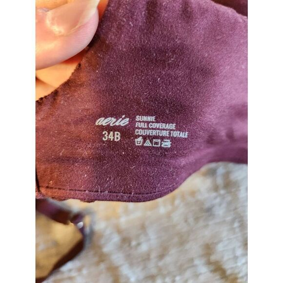 AERIE SIZE 34B Sunnie Maroon Wine Full Coverage Bra - Picture 3 of 3